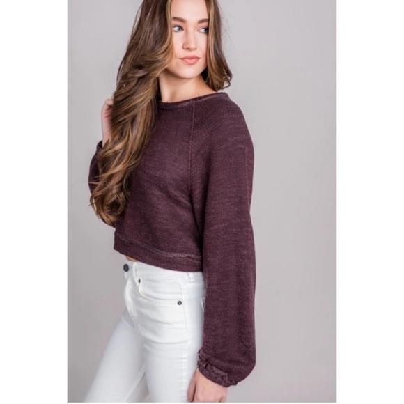Free People Womens Jade Cropped Pullover Sweater Brown Size XS Cotton Blend - Picture 1 of 8